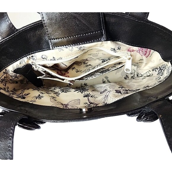 Brighton Twilight Straw Handbag Black Rhinestone Embellished Double Handles Tote - Picture 8 of 13